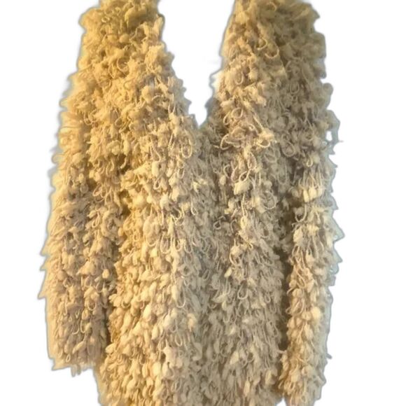 Aaron & Amber Fuzzy Loop Knit Boho Cardigan Sweater in Beige size Medium NWOT - Picture 12 of 12
